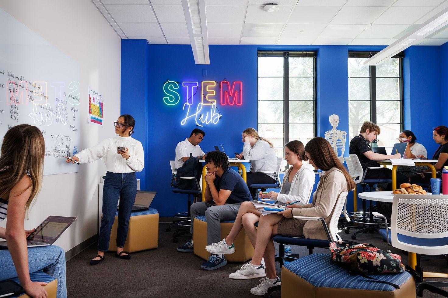 Students work together in the STEM Hub.