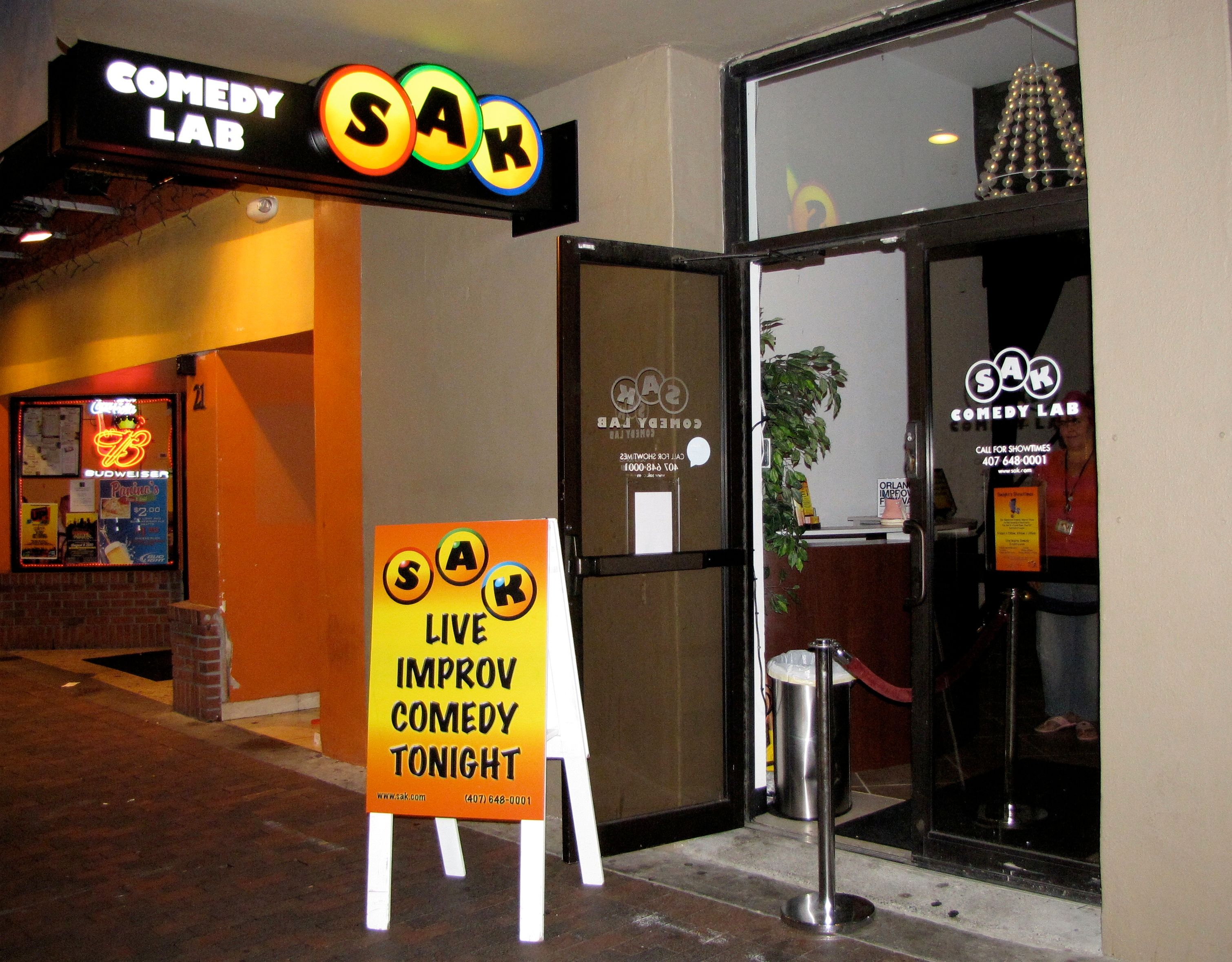 Exterior of the SAK Comedy Lab in Orlando.