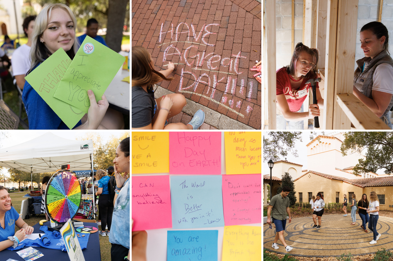 A grid of images of students participating in Thaddeus & Polly Seymour Acts of Kindness Day.