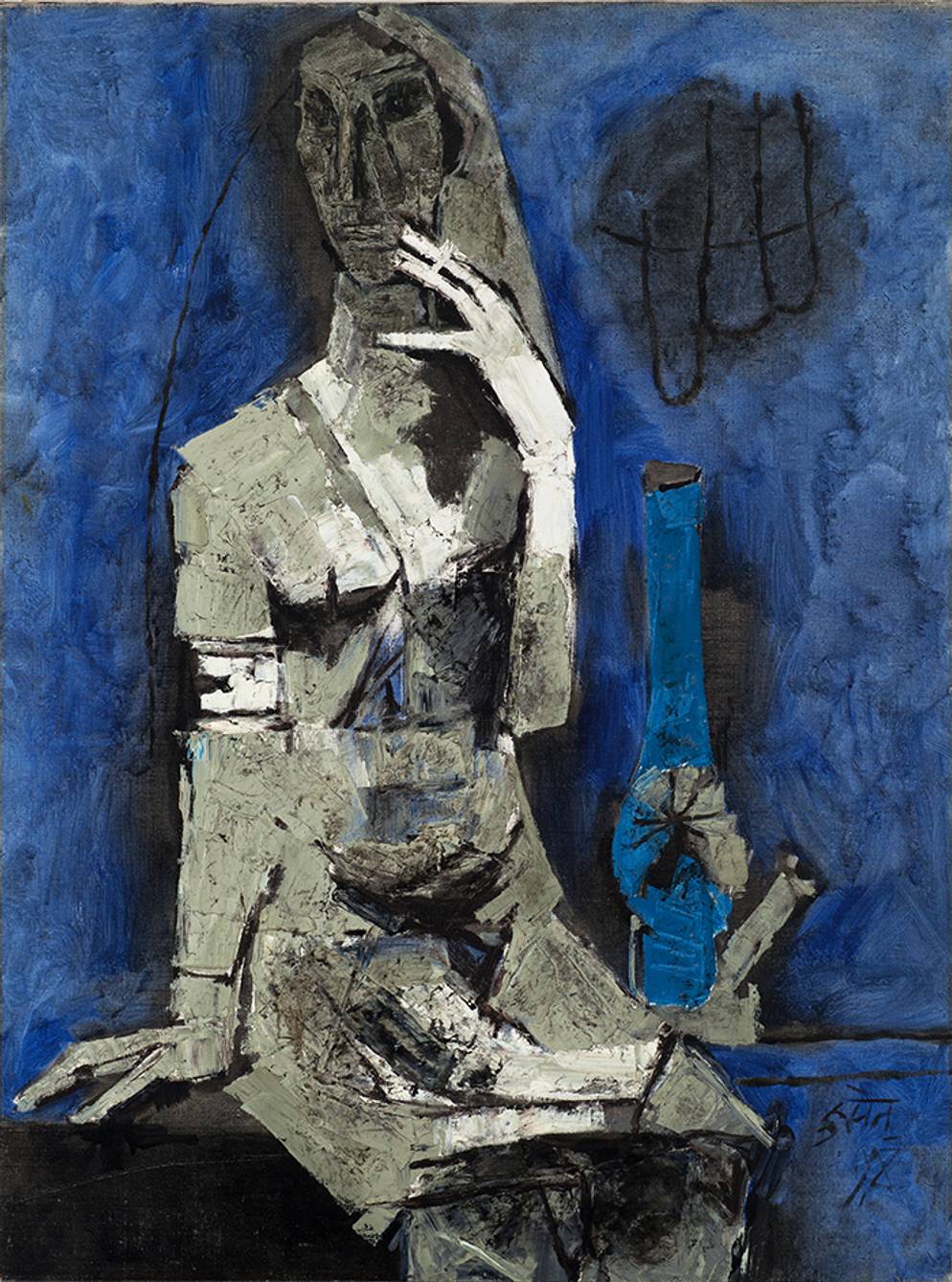 Maqbool Fida Husain, Virgin Night, 1964, Oil on canvas, 39 3/4 x 29 1/2 in. (101 x 74.9 cm).