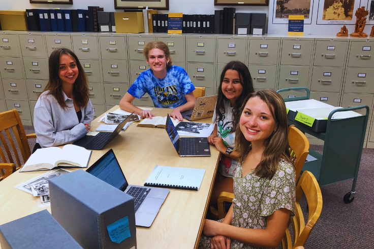 Through Rollins’ Student-Faculty Collaborative Scholarship Program, Liam King ’24 and his fellow research students work on a photographic history of Rollins from the student perspective.