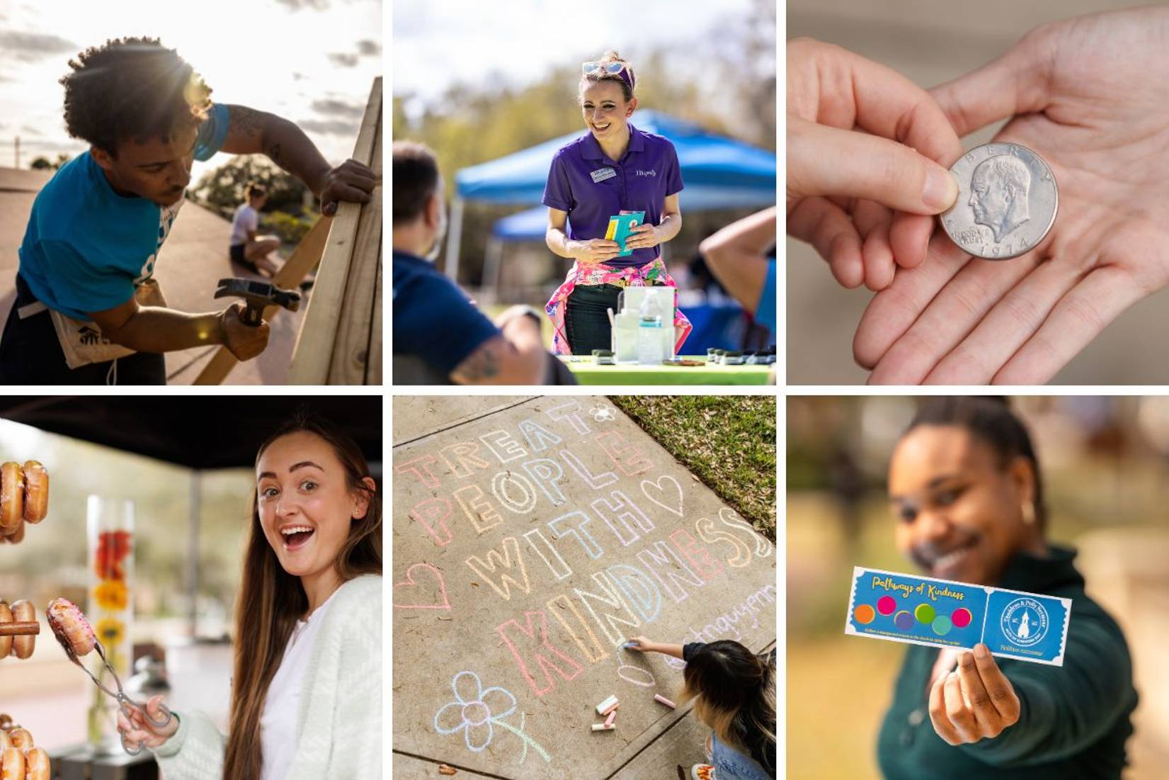 A photo grid depicting activities on Acts of Kindness Day at Rollins College.