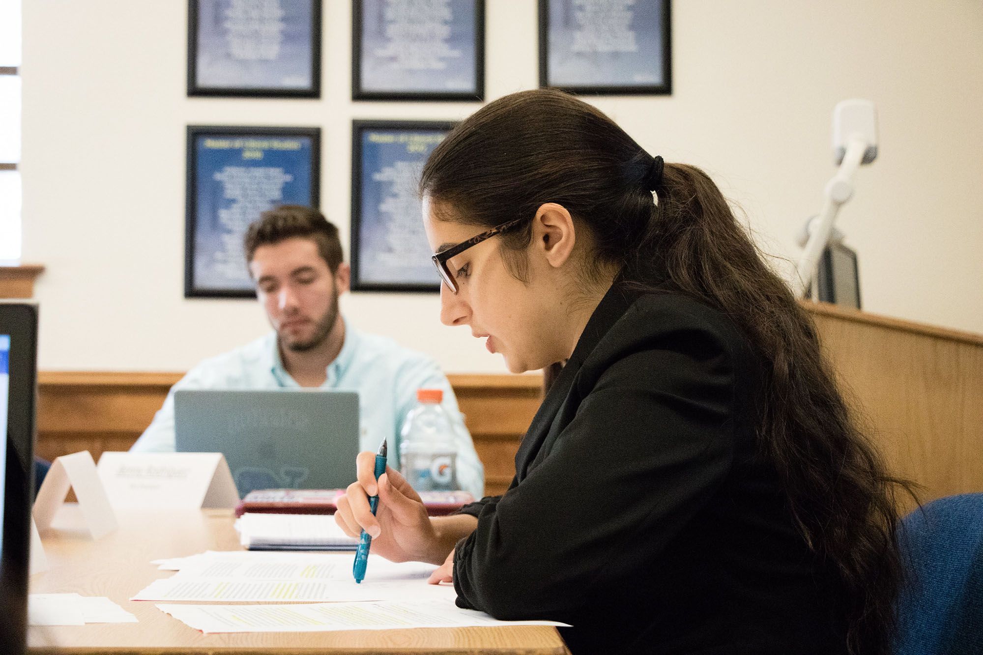 Student prepares for the Model UN in her Globalization course.