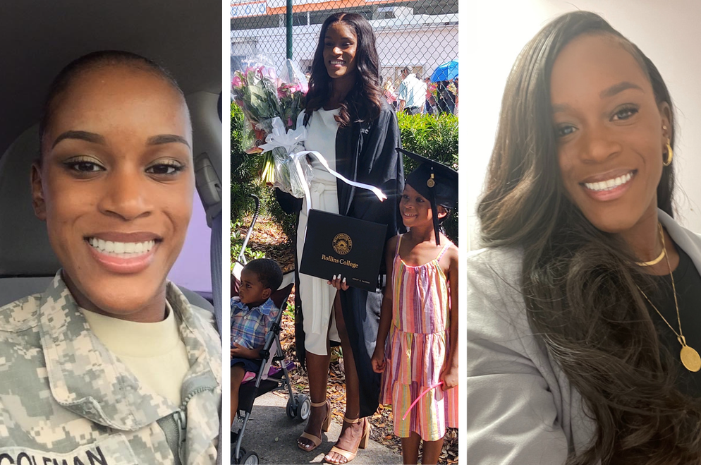 Ashley Coleman ’21, a military veteran and student at Rollins College.