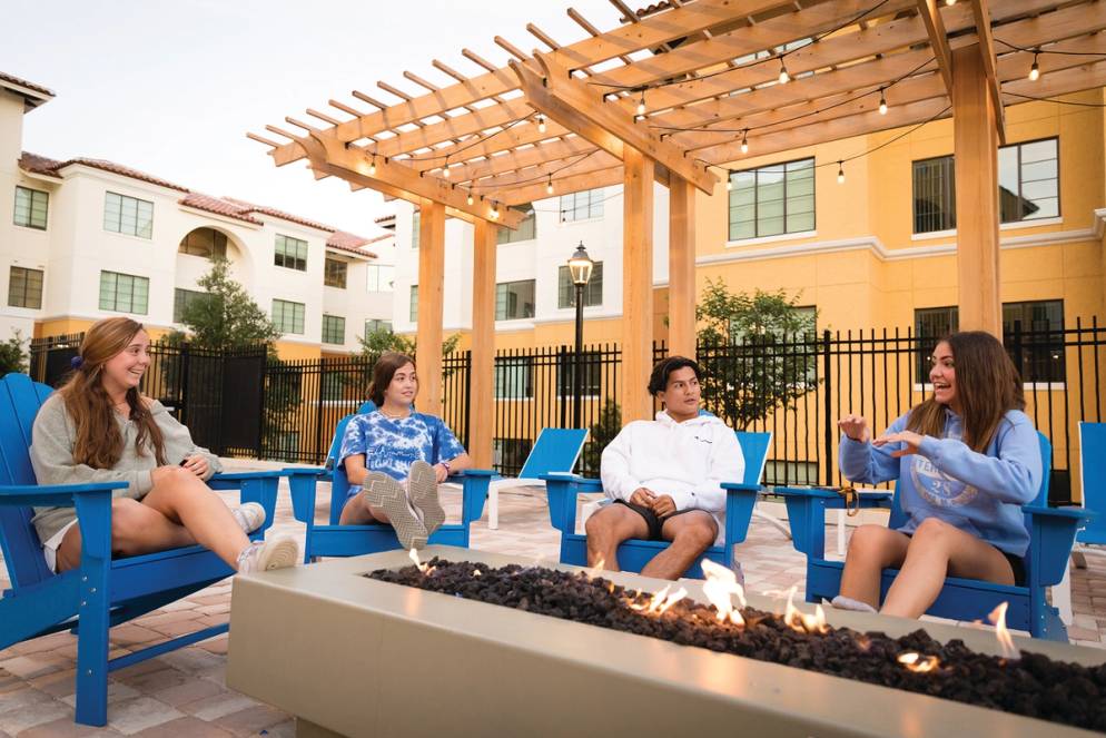 Rollins students interacting outside Lakeside