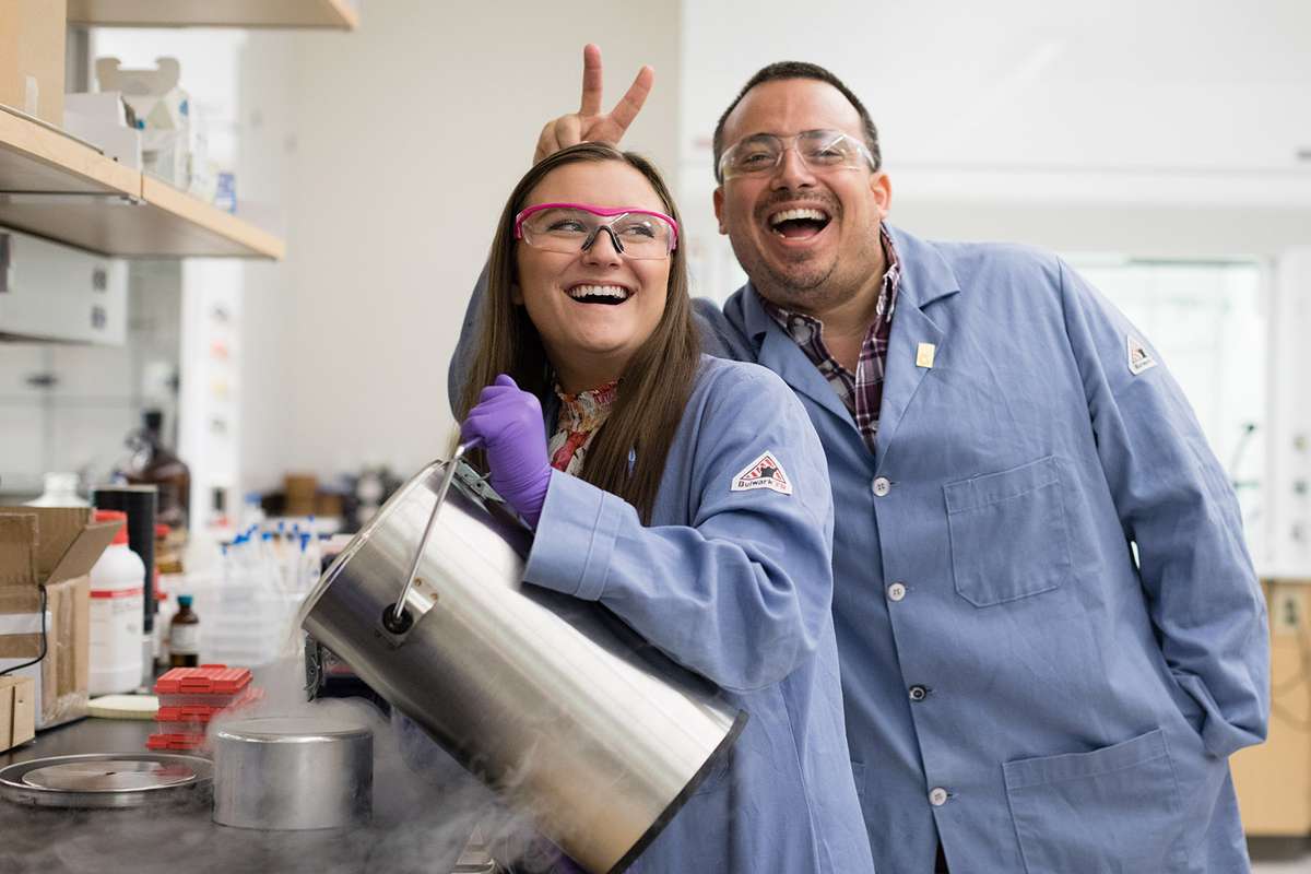 Ames and Patrone together in the lab.