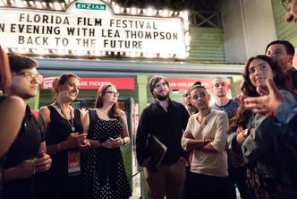 Students spend an evening discussing films at Enzian Theatre for the Florida Film Festival.