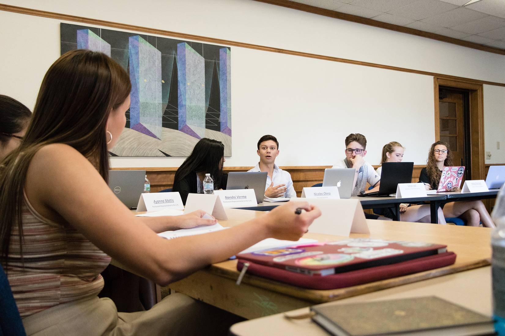 Students in a seminar about globalization.