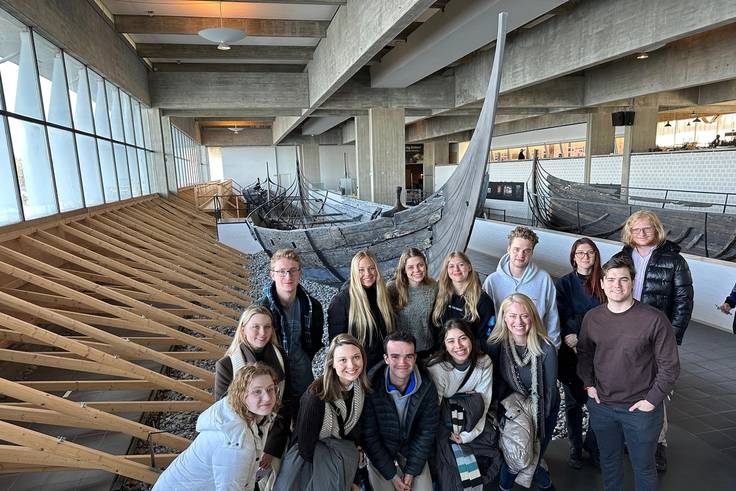 Students visit the Viking Museum in Sweden.