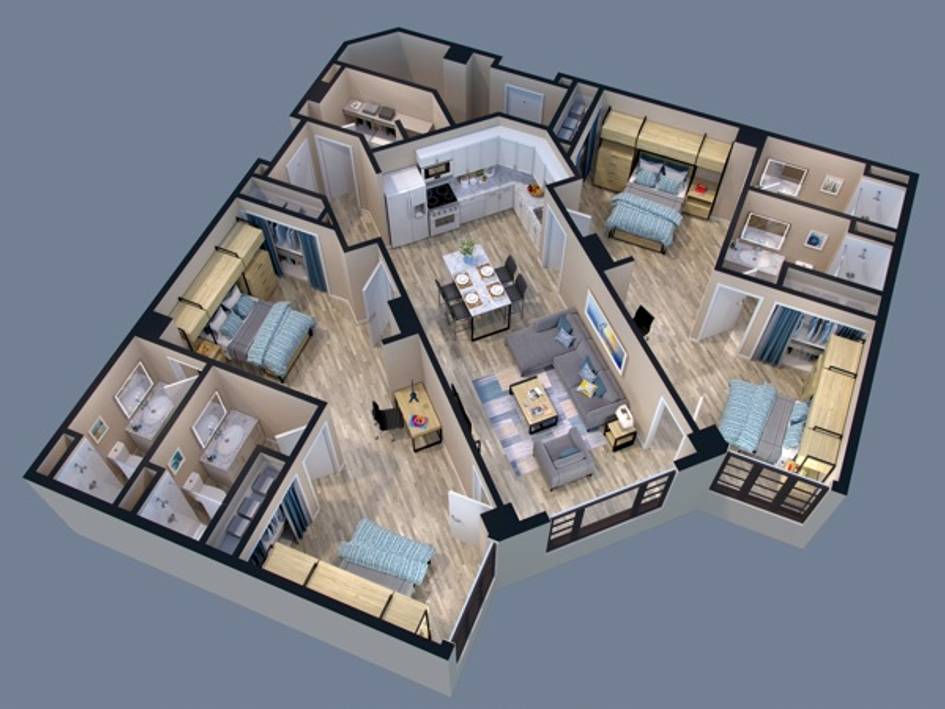 Lakeside inside corner unit layout