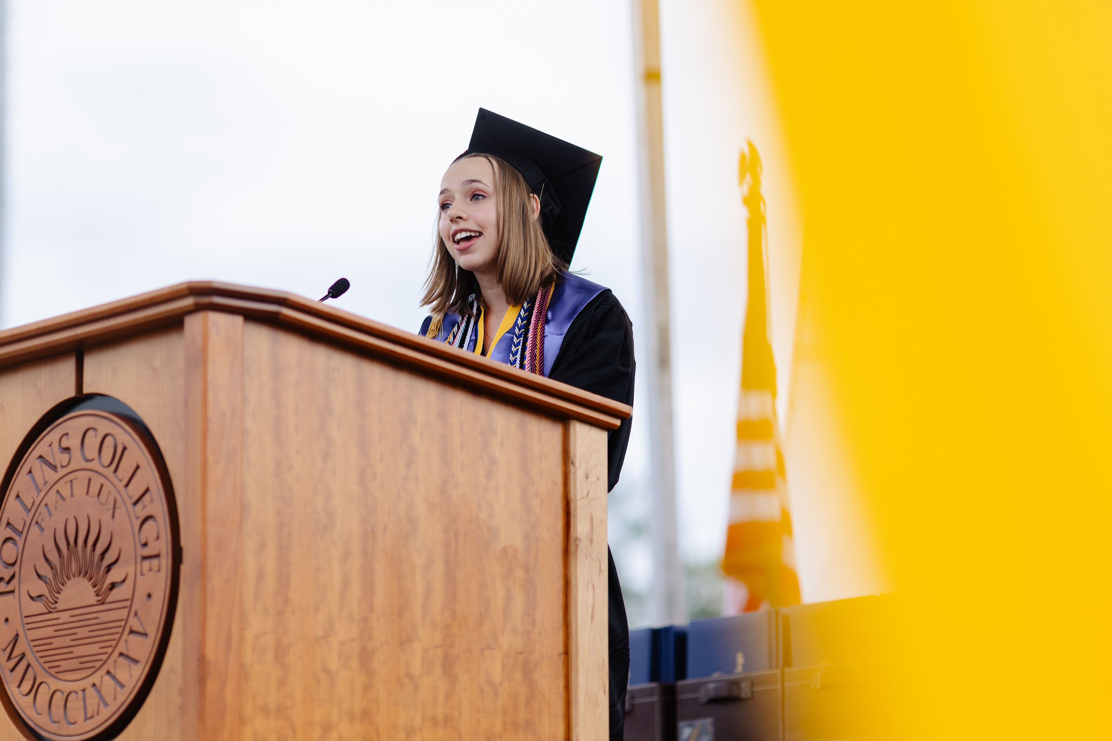 Valedictorian Ella Juengst ’26 giving her commencement address