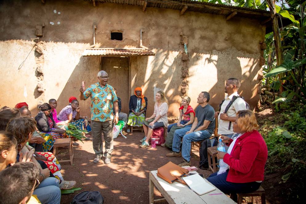 Students meet with local community leaders in Kenya.