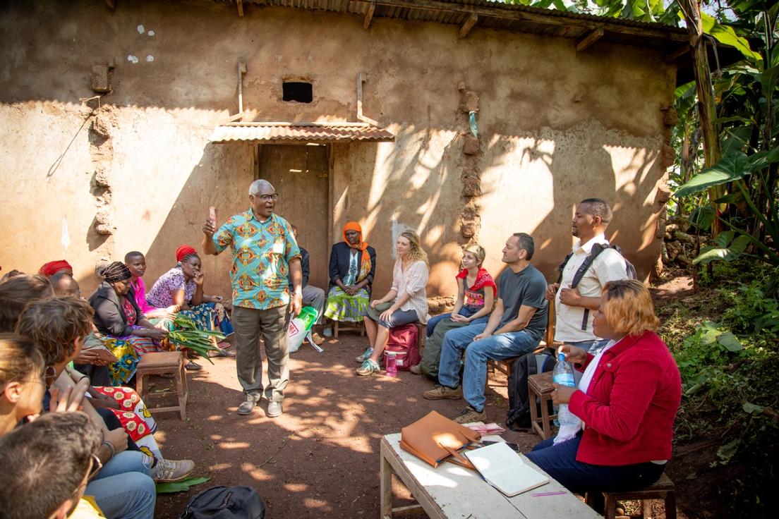 Students meet with local community leaders in Kenya.