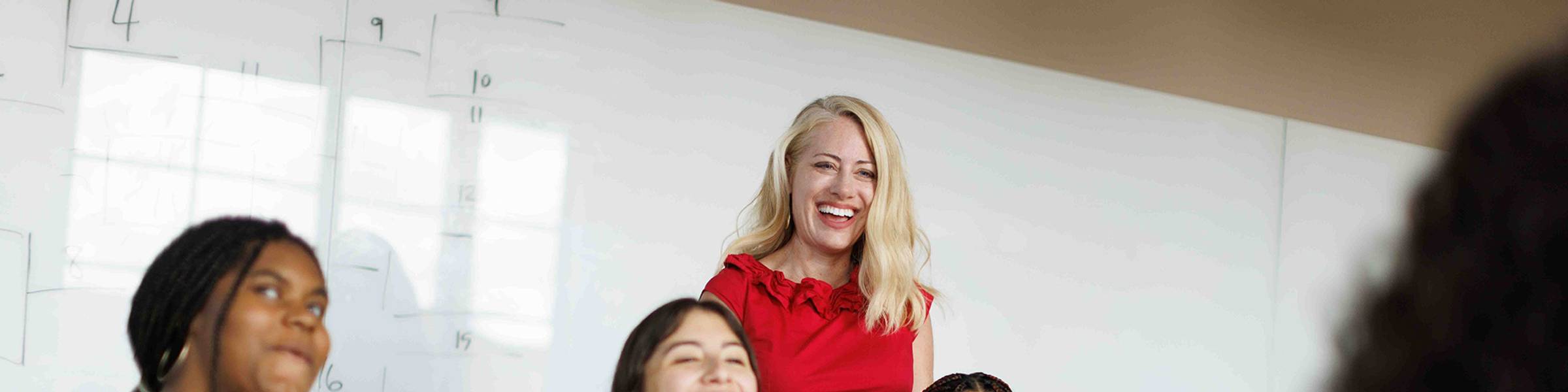 Jana Mathews meets one-on-one with a student in her office