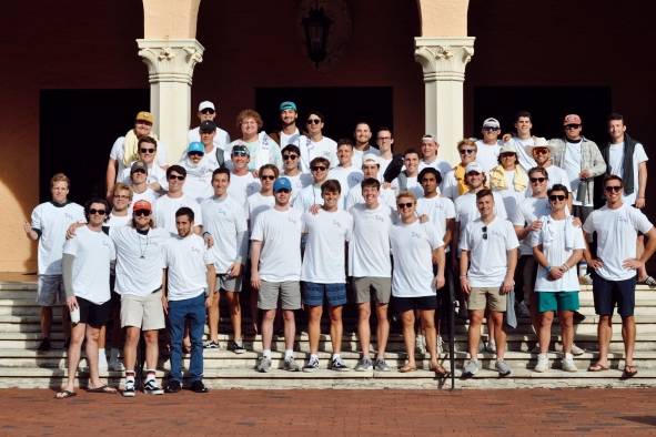 Sigma Alpha Epsilon fraternity brothers standing together at Rollins College.