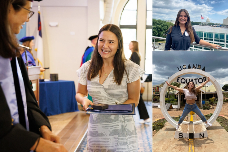 Caprti Gutierrez studying abroad in Uganda, getting inducted into Phi Beta Kappa, and visiting Capitol Hill.