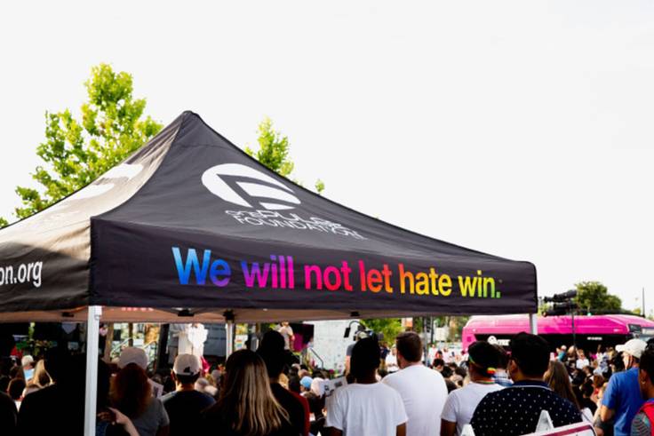 A tent representing the OnePulse Foundation in Orlando.