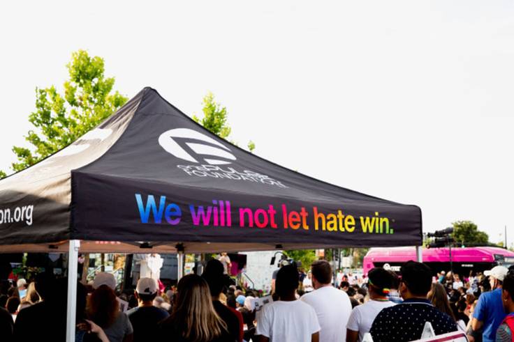 A tent representing the OnePulse Foundation in Orlando.