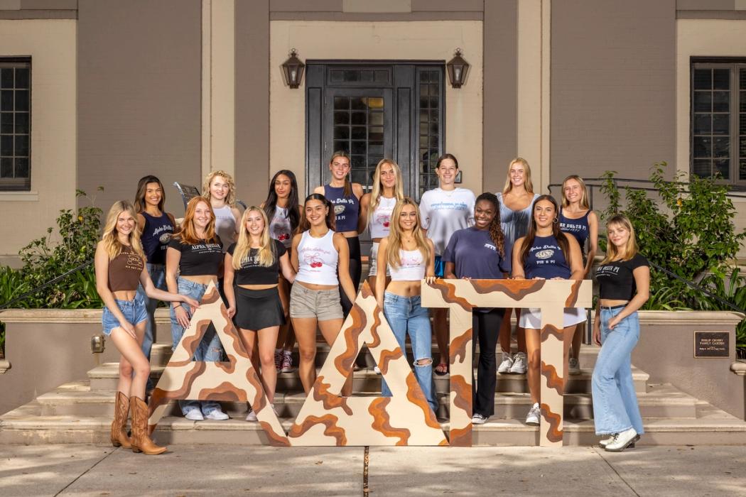 Alpha Delta Pi Sorority sisters together on Rollins campus