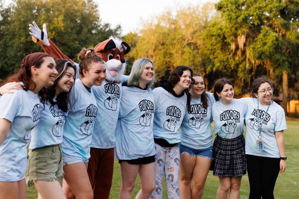 Rollins students and the Fox kicking off Fox Day.