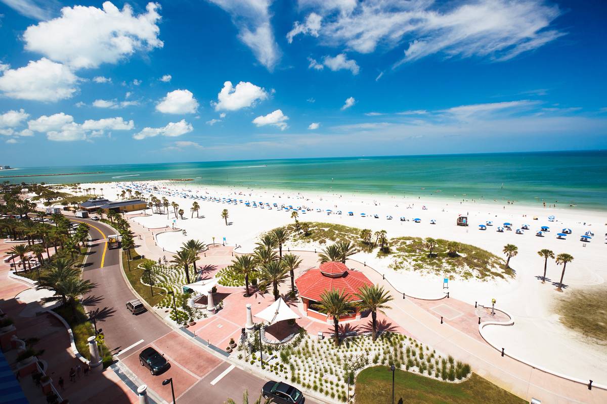 An aerial view of Clearwater Beach.