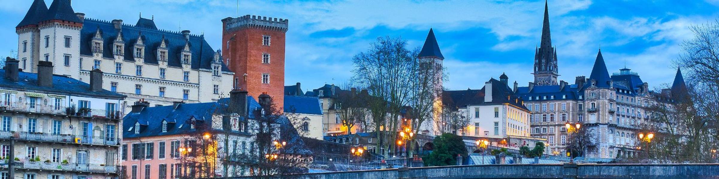 Castle and riverfront in Pau, France
