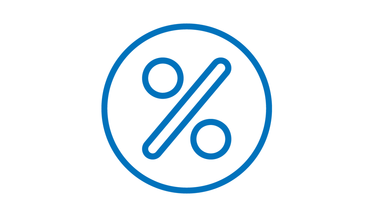 a blue percentage icon