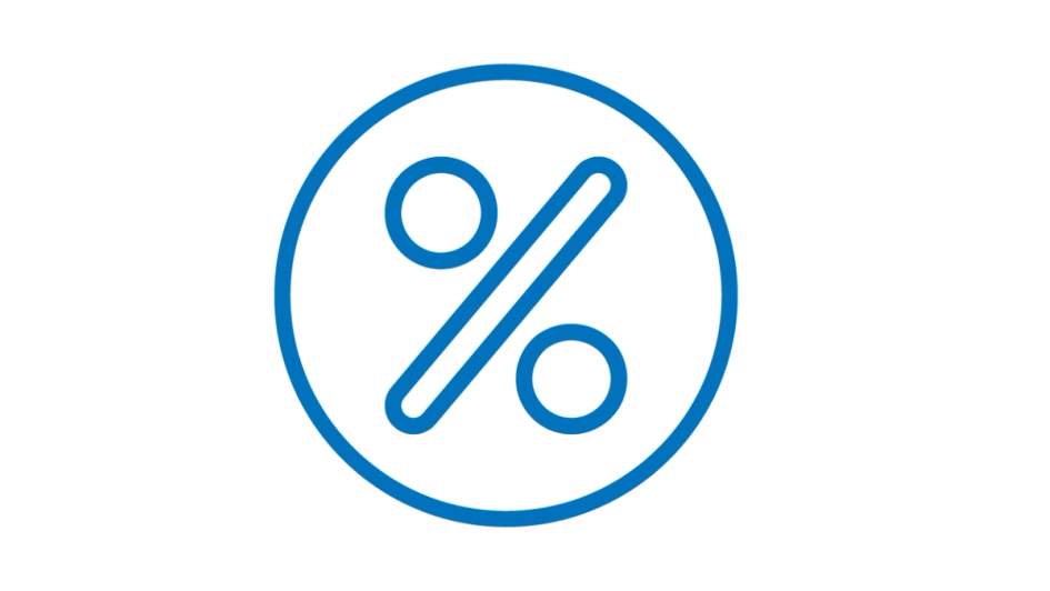 a blue percentage icon