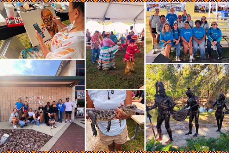 Rollins students on an immersion experience on the Big Cypress Seminole Indian Reservation