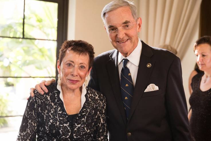 Frank Barker ’52 ’06H and his wife, Daryl Stamm Barker ’53, at the inauguration of President Grant Cornwell at Rollins in 2015.