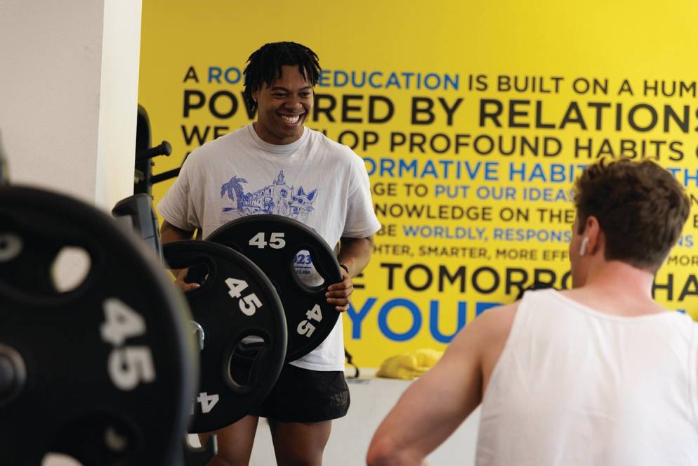 Rollins student at the gym