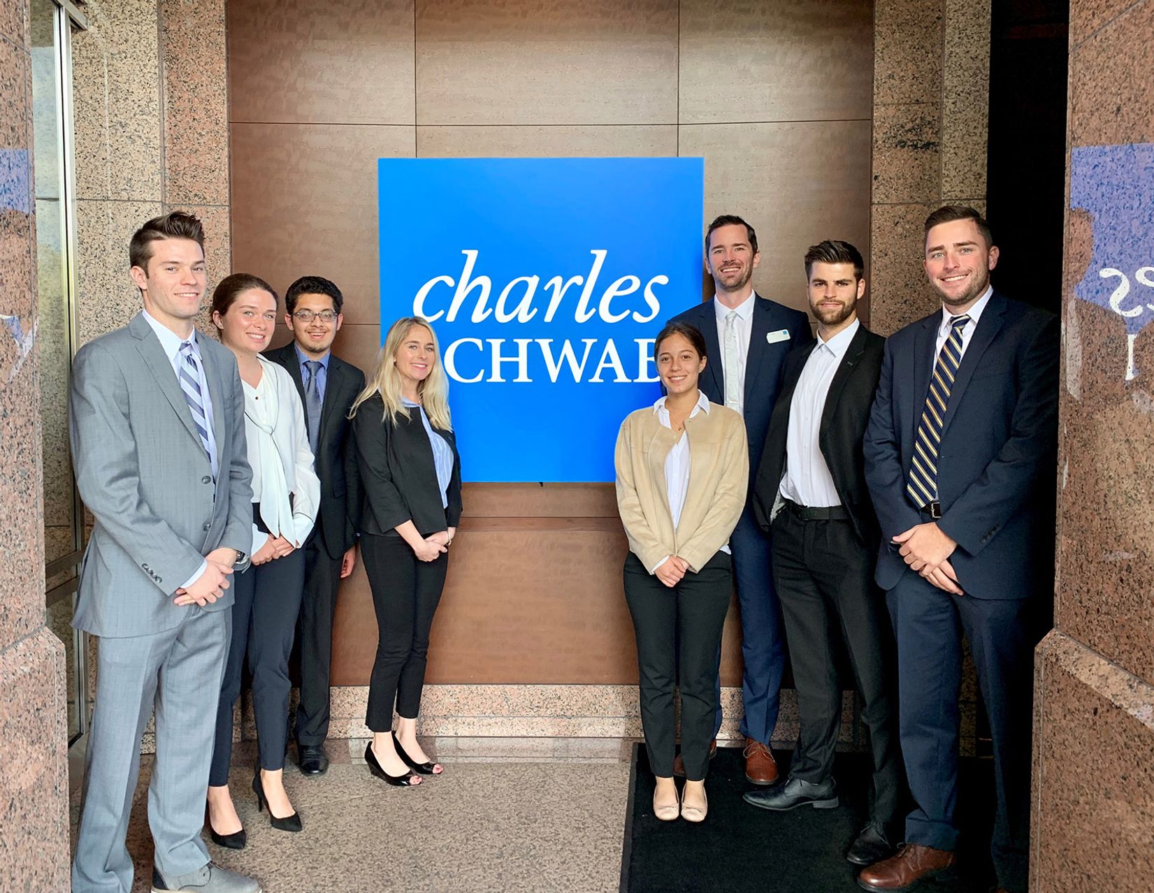 Rollins Students visit Charles Schwab offices.