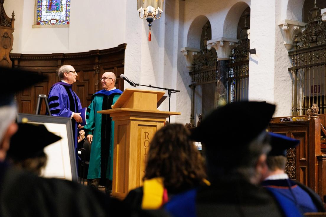 Professor of Political Science Don Davison at the Phi Beta Kappa induction ceremony.