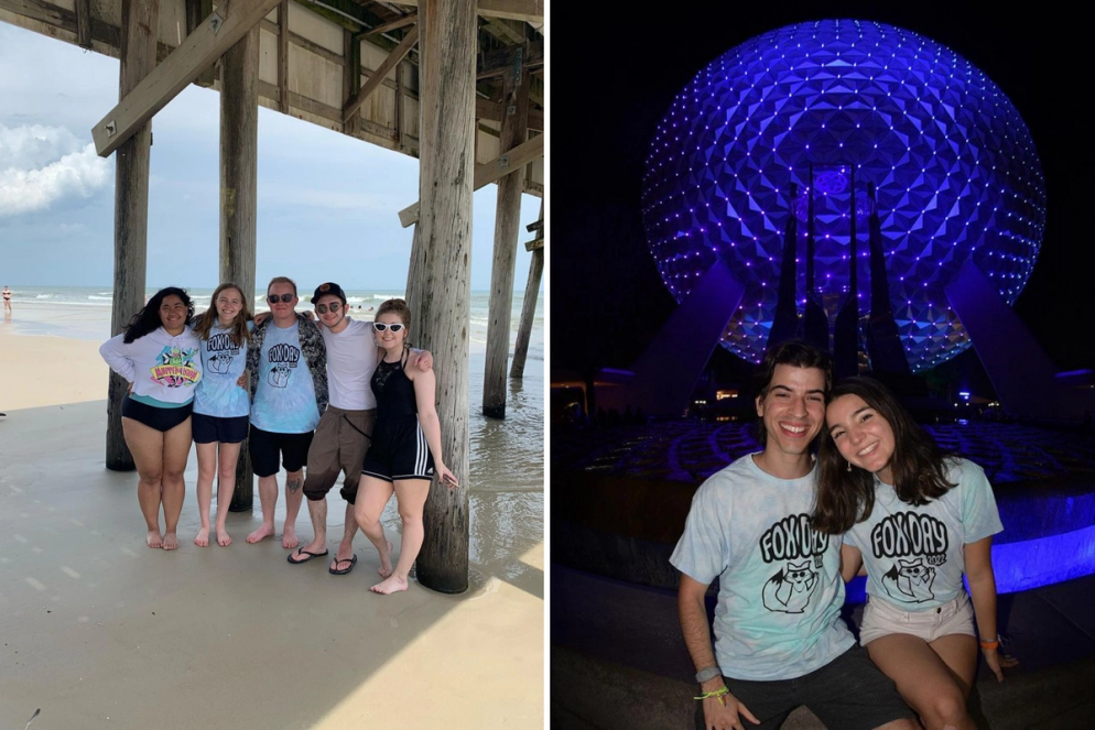 Students hit the beach and Epcot on Fox Day.