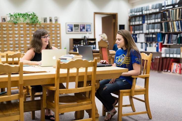Rollins College students study in the library. 
