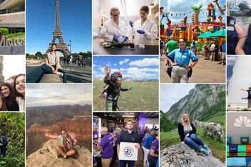 A grid of images depicting Rollins students’ summer experiences.