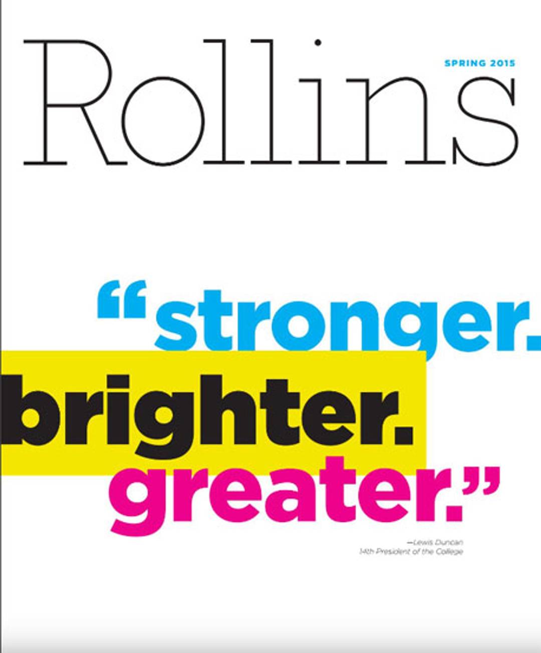 Cover of Spring 2015 Rollins magazine