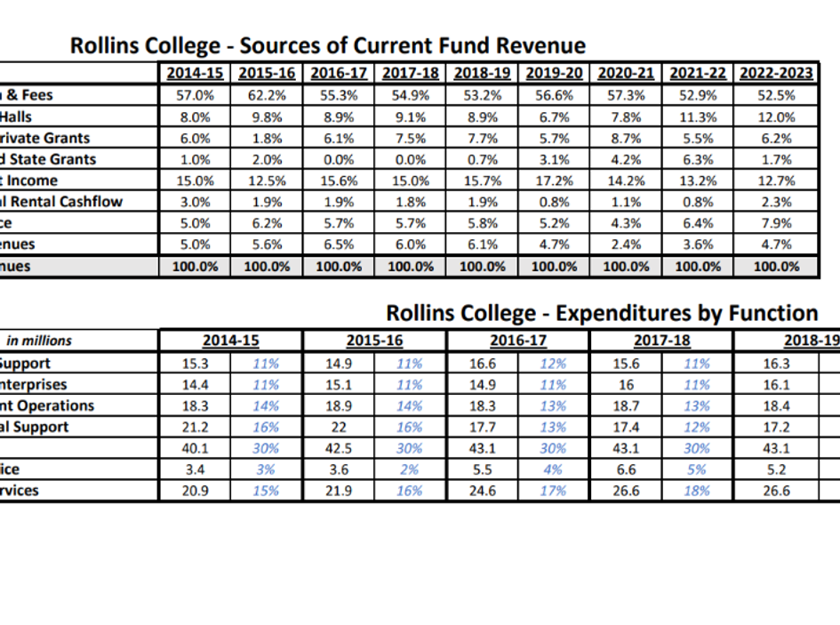 Screenshot of a current fund revenue dataset