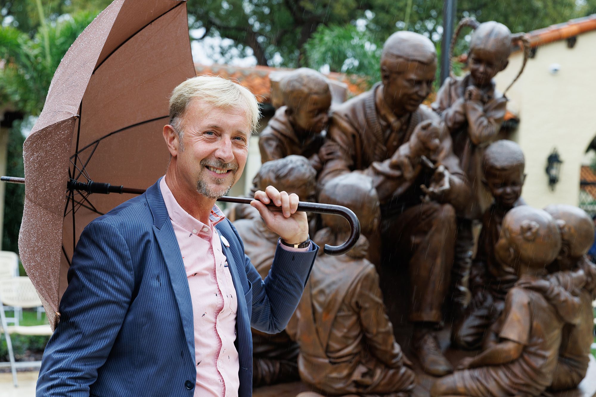 Artist Paul Day at the Mister Rogers sculpture unveiling