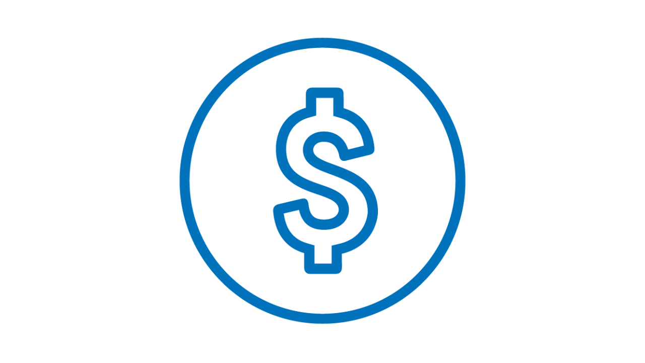 Blue dollar sign icon