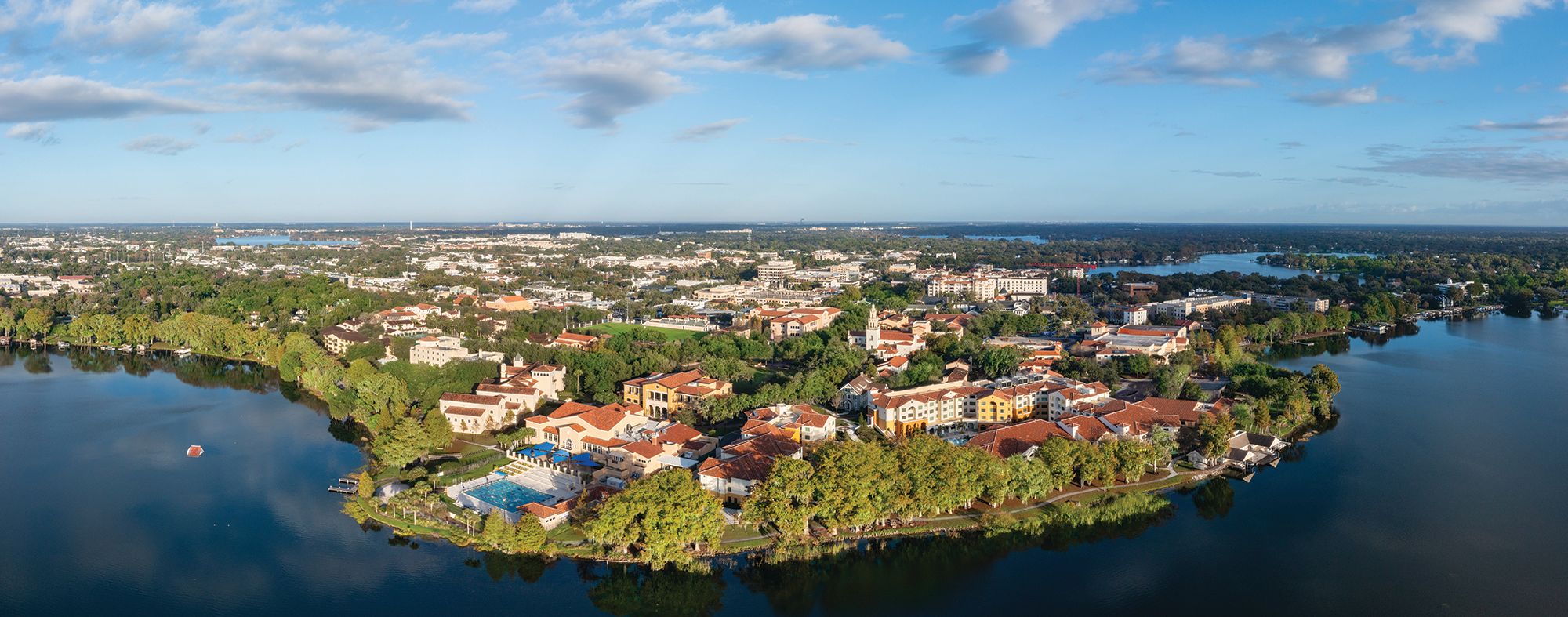 Aerial shot of Rollins College Campus.