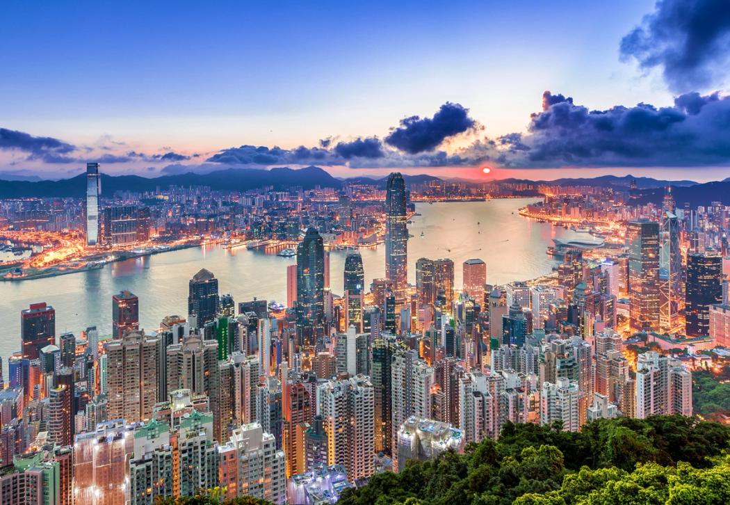 An aerial photo of Hong Kong.