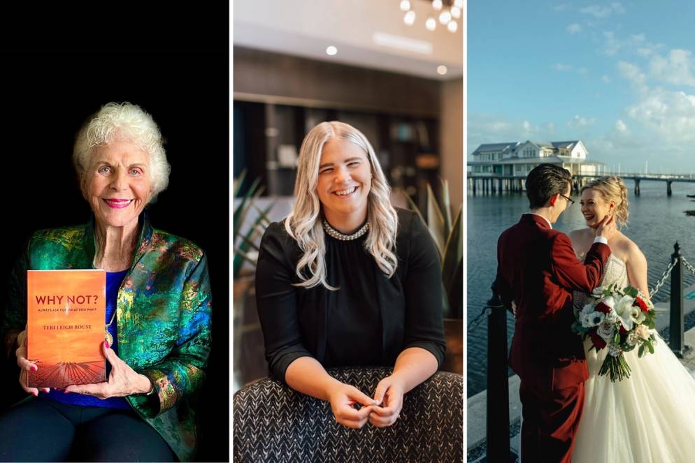 Three photos of Rollins alumni.