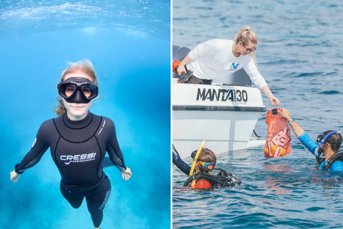 Maddie Cholnoky working on scuba dives with NOAA