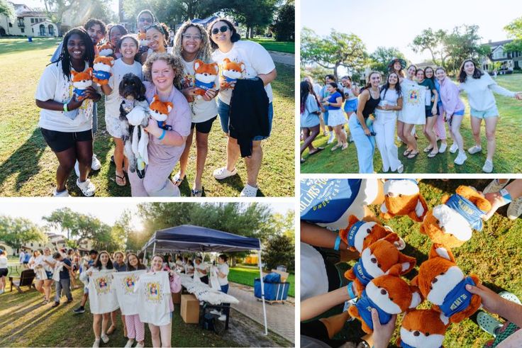 Rollins students at Fox Day T-shirt and fox plushie pick-up