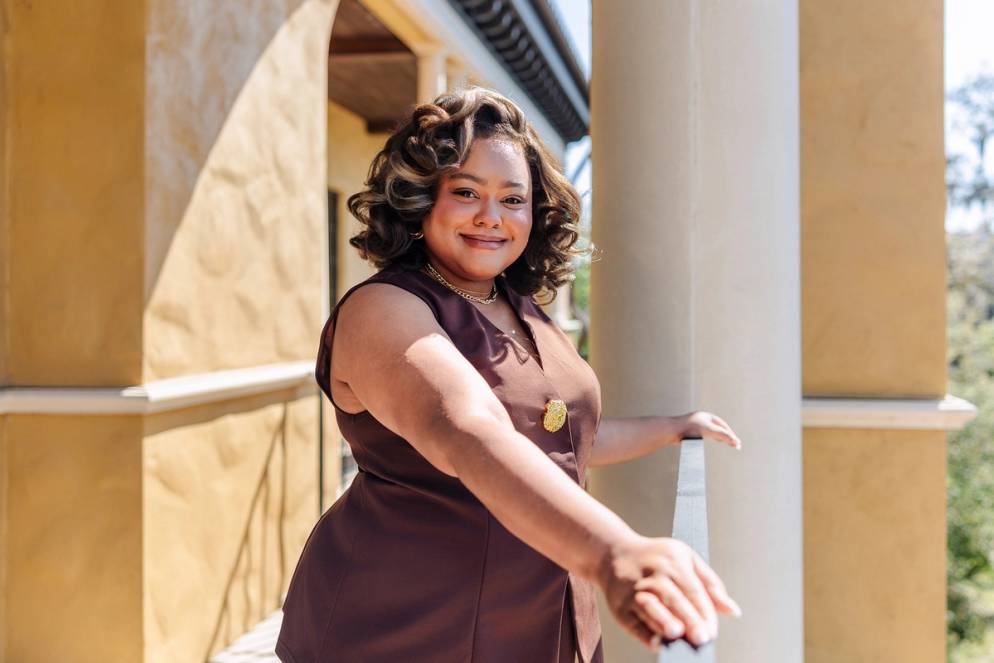 Alexandria Crawford pictured on a balcony at Rollins