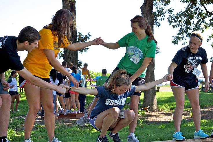Students engage in teamwork activities at the Emerging Leadership Institute.