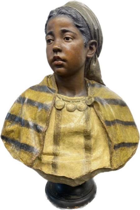 Portrait of a Berber girl in polychrome terracotta