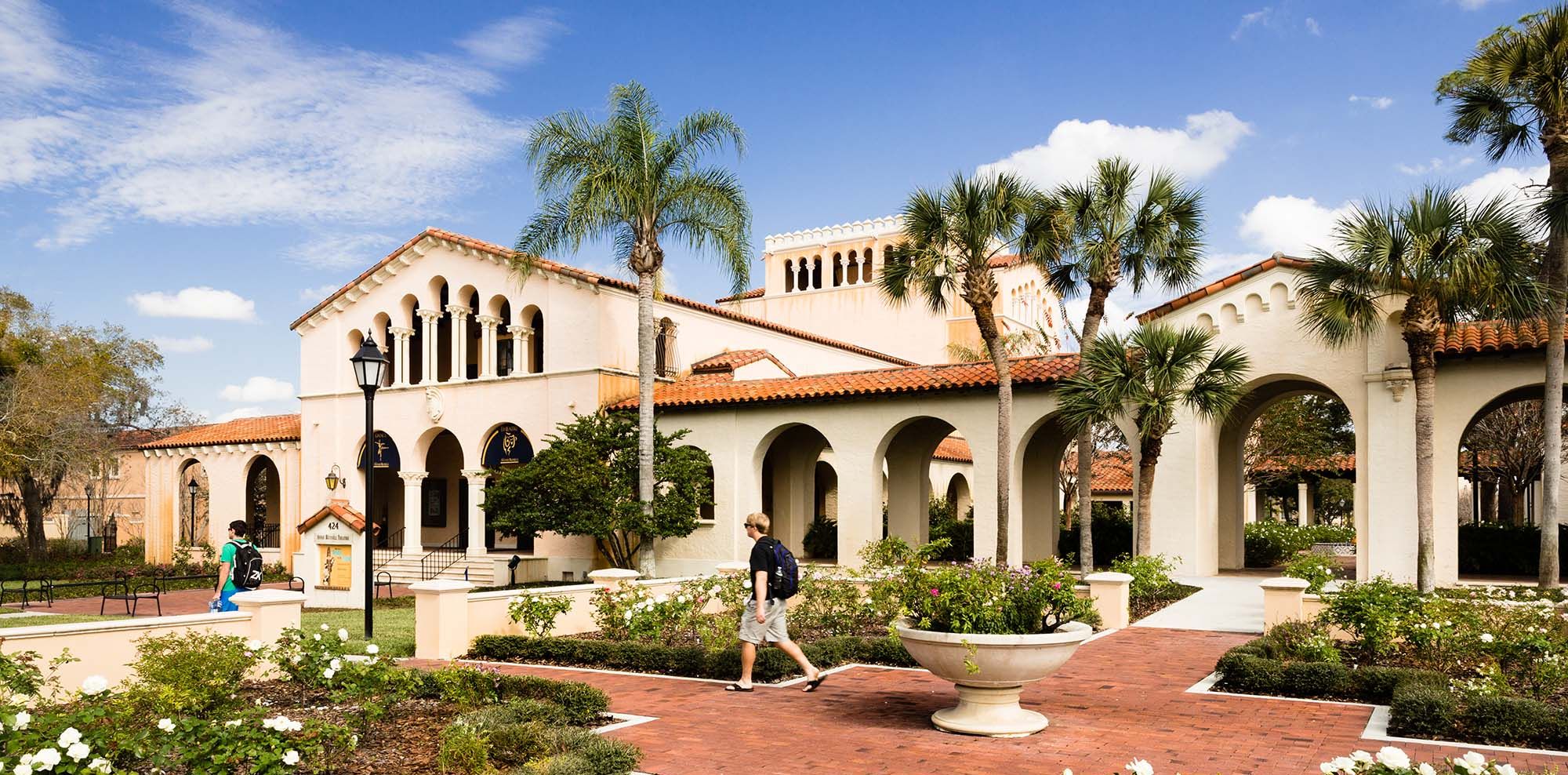 Annie Russell Theatre and rose garden at Rollins College
