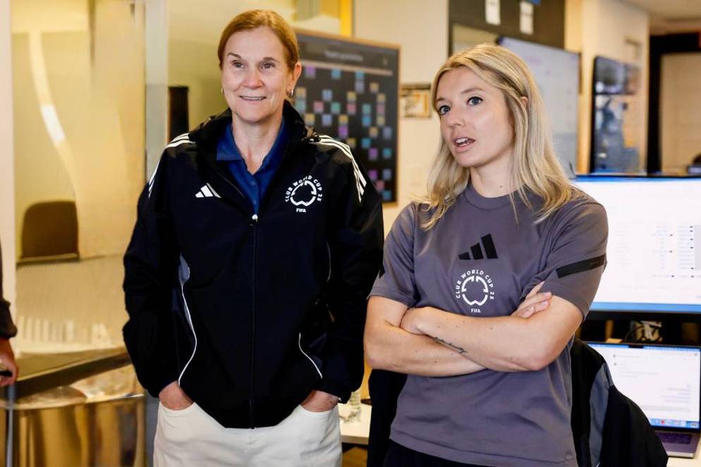 Morgan Colley ’17 alongside Jill Ellis